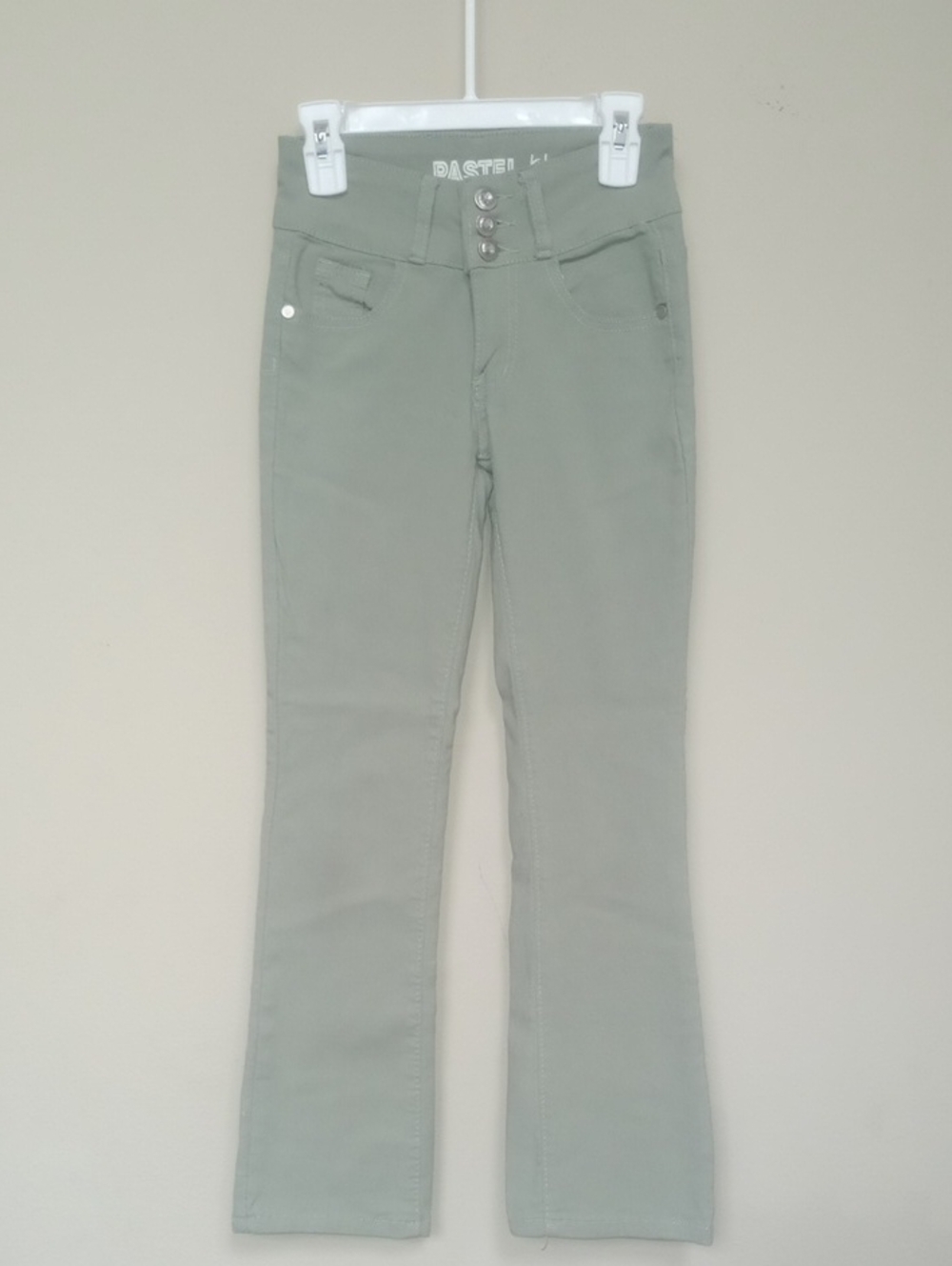 Pastel Kids High-Rise Sage Green Flare Jeans